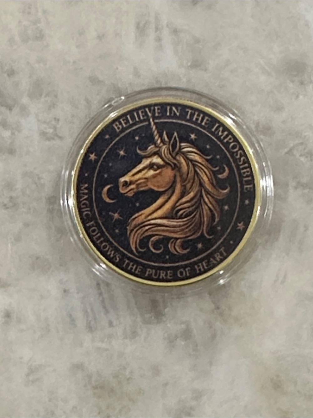 Unicorn Decorative Coin Accent - Black and Gold
